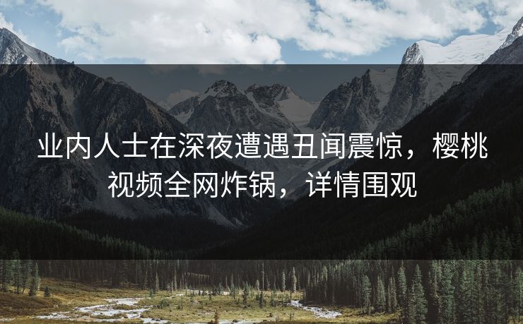 业内人士在深夜遭遇丑闻震惊，樱桃视频全网炸锅，详情围观